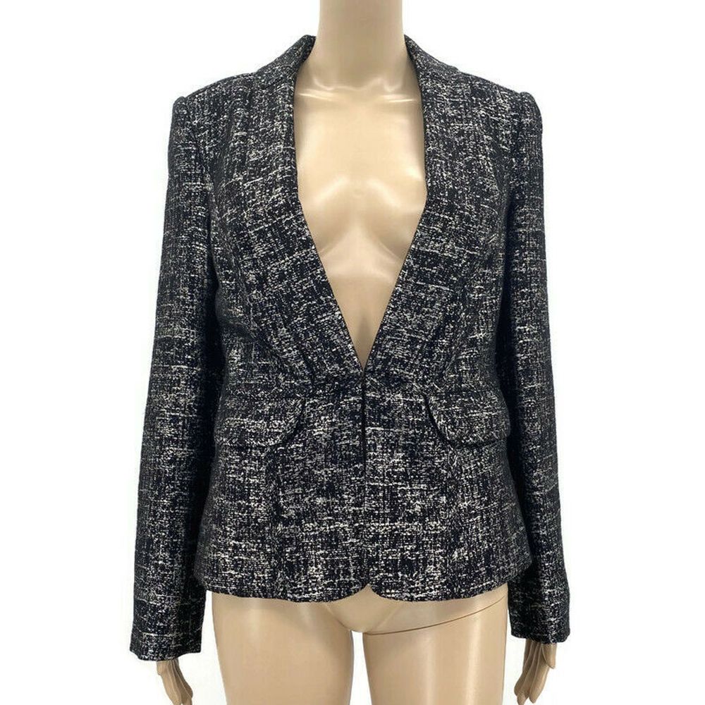 Cache Metallic Blazer One Hook Silver Black Jacket